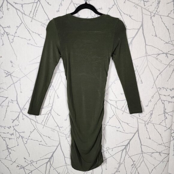 Boob Design Olive Green Tencel Stretch Nursing Bodycon Dress - Picture 3 of 6